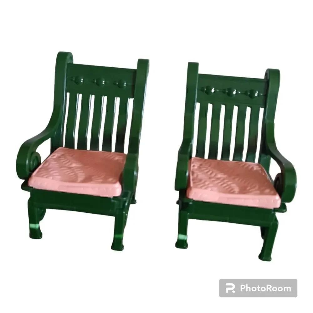 Fisher Price Loving Family Dollhouse Furniture Green Pink Replacement Chairs